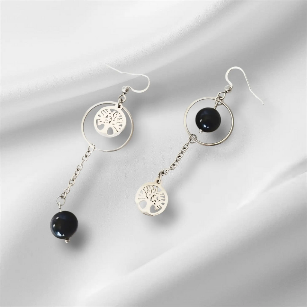 Boucles d’Oreilles Onyx Noir Néralya – Protection & Force Intérieure Pierres & Enchantements