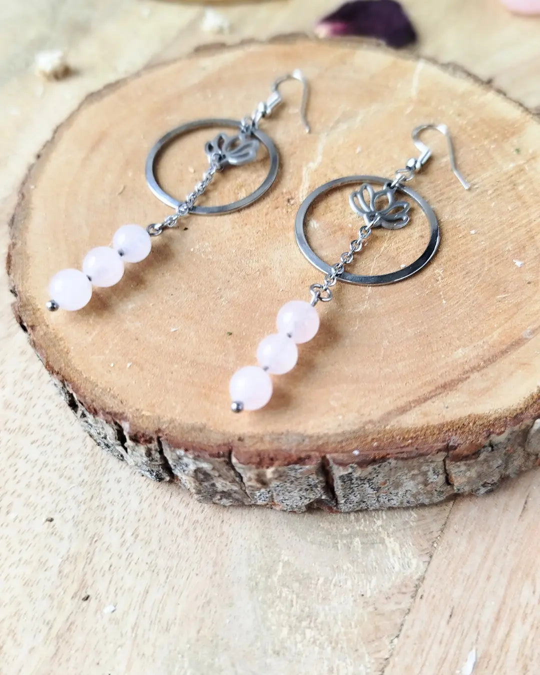 Boucles d’Oreilles Quartz Rose Luméra – Amour & Harmonie Pierres & Enchantements