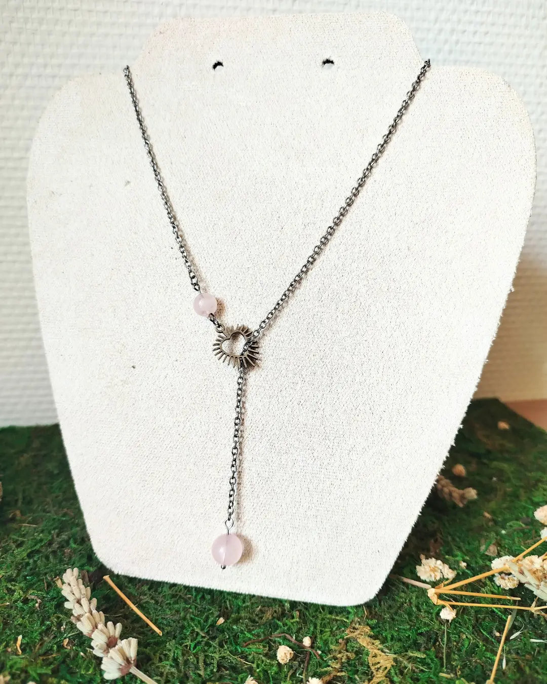 Collier Quartz Rose Rosalya – Amour & Douceur du Cœur Pierres & Enchantements