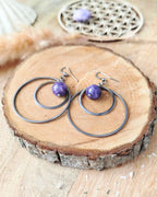Boucles d’Oreilles Lépidolite Lévolia – Sérénité & Lâcher-Prise Pierres & Enchantements