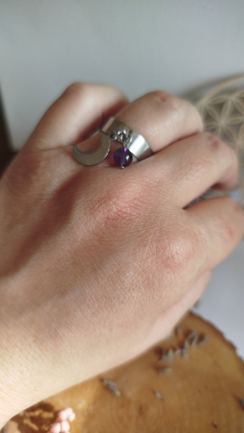 Bague Améthyste Lunarys – Sérénité & Intuition Pierres & Enchantements