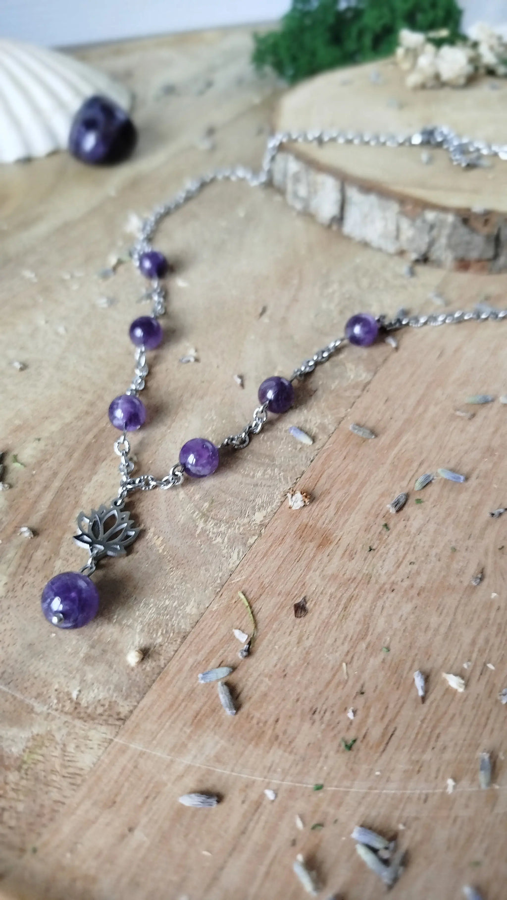 Collier Améthyste Lotésia – Apaisement & Sérénité Pierres & Enchantements