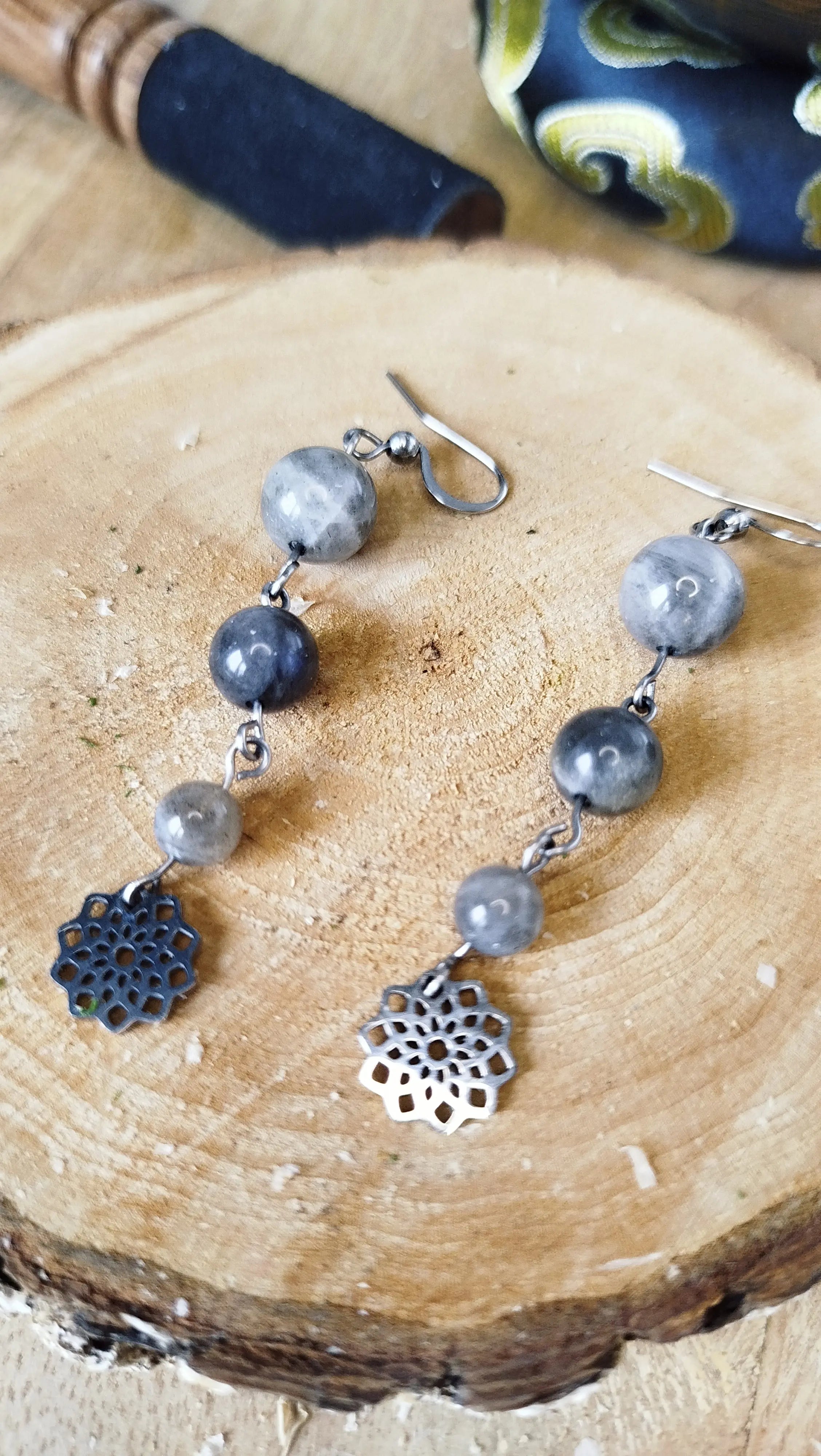 Boucles d’Oreilles Labradorite Vespara – Protection & Harmonie Pierres & Enchantements