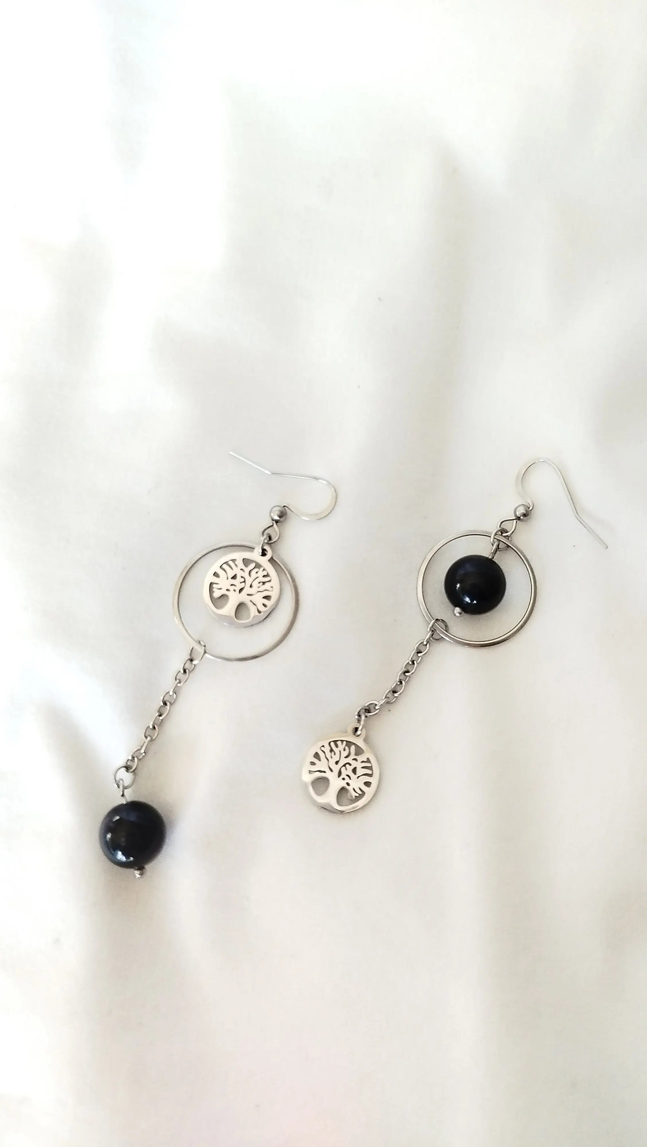 Boucles d’Oreilles Onyx Noir Néralya – Protection & Force Intérieure Pierres & Enchantements